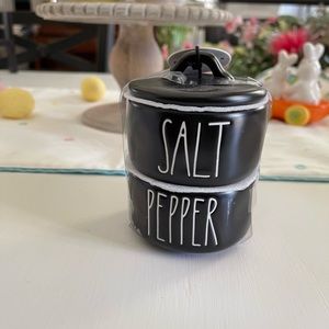 Rae dunn black salt and pepper stacker